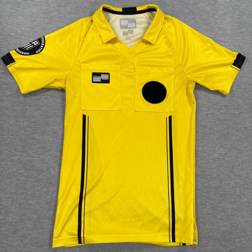 Official Sports Soccer Referee Jersey Yellow USSF Program Short Sleeve XS